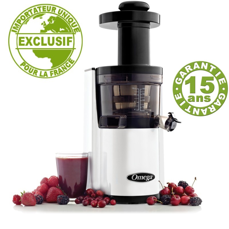 Extracteur de jus Omega VSJ843 Blanc Nature et Vitalité. Extracteur de jus vertical Omega VSJ843