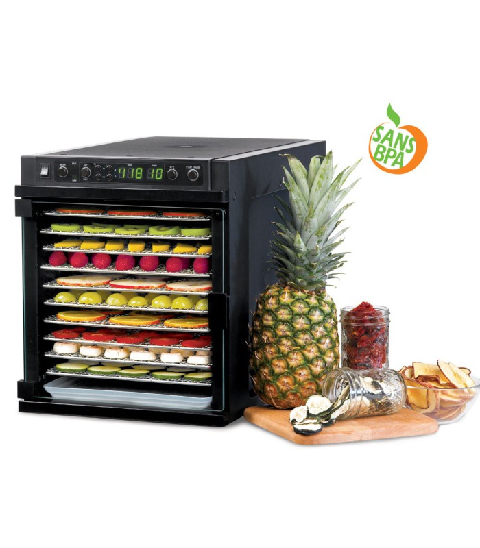 Déshydrateur Alimentaire 8 Plateaux Inox - Minuterie 48h, Température 35-75°C - Pour Fruits, Viande, Herbes