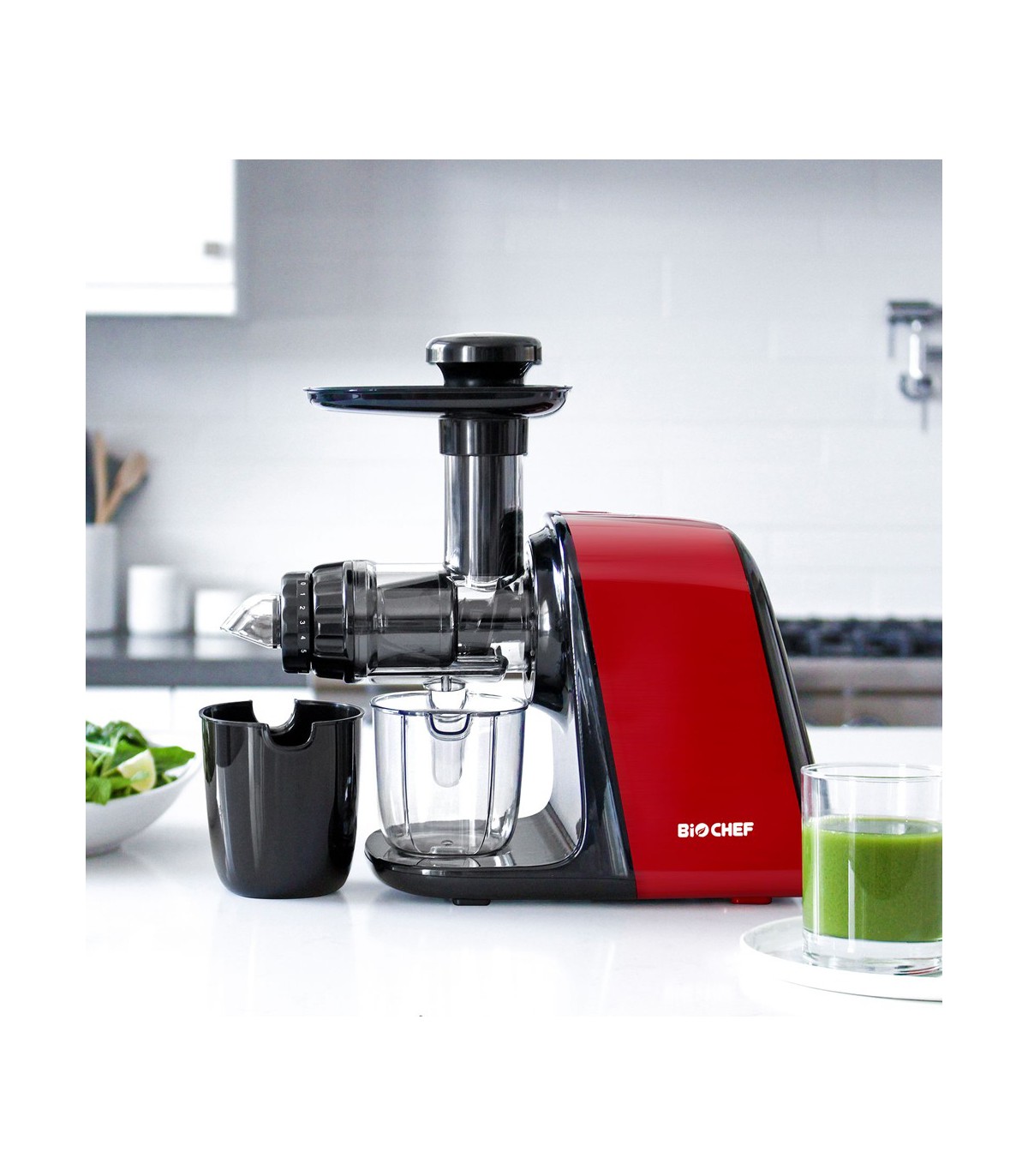 BioChef Axis Compact Cold Press Juicer en Rouge 🍏
