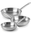 Lot de 3 poêles Classic Chef 24, 28, 32 cm en acier inoxydable par Lacor