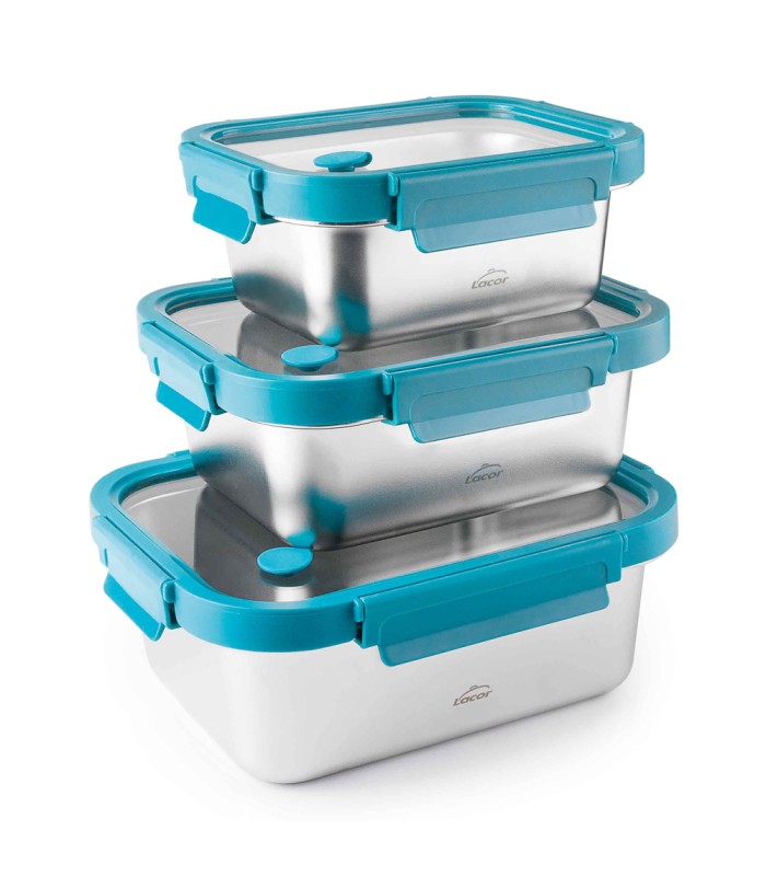 Lot de 3 boîtes de conservation alimentaire Etern en inox