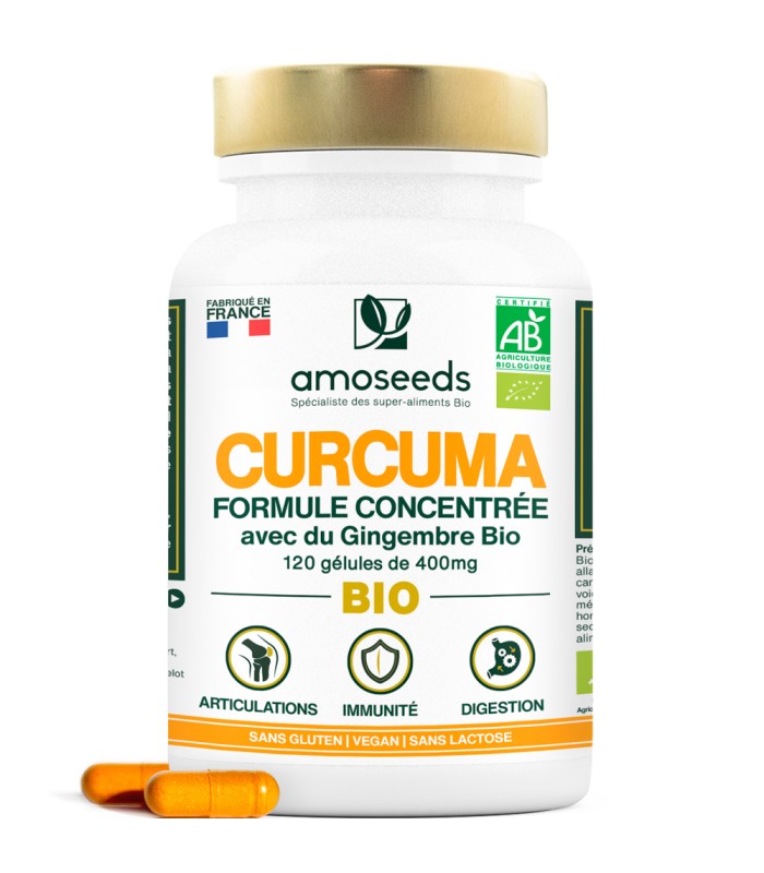 120 gélules de Curcuma Bio titré à 95% de curcminoides