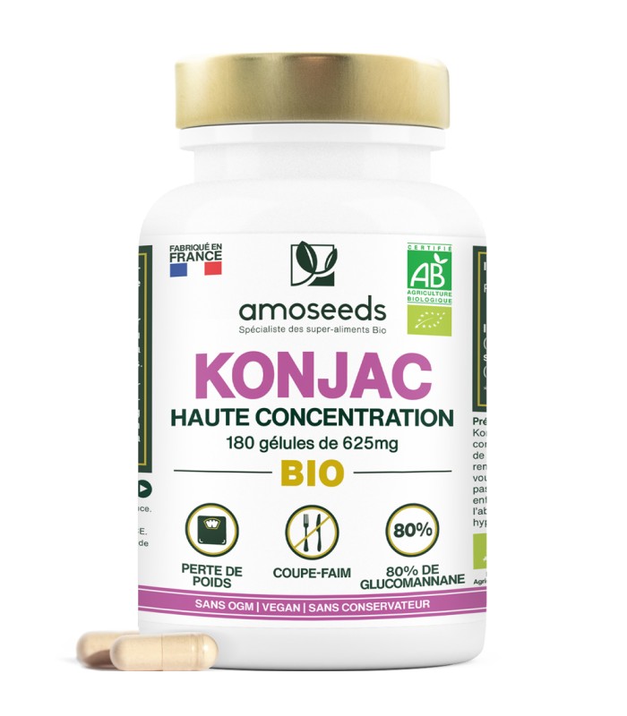 Konjac Bio - 180 gélules de poudre de rhizomes de konjac