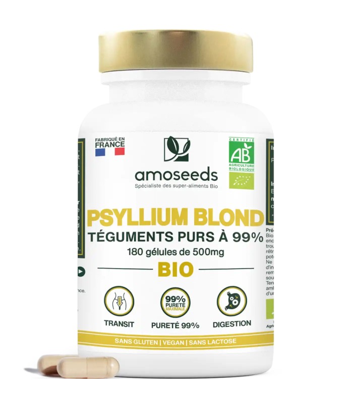 180 gélules de Psyllium blond, extrait de Téguments pur à 99%