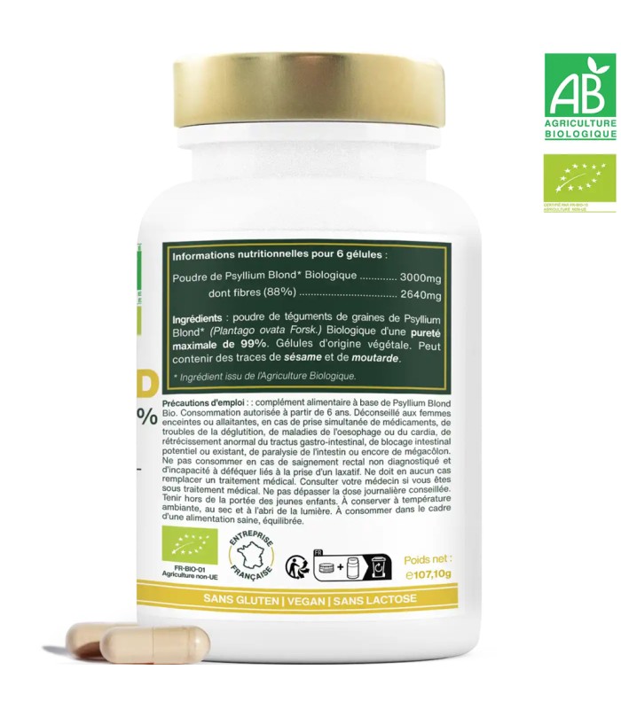 Psyllium blond Bio Amoseeds - 180 gélules