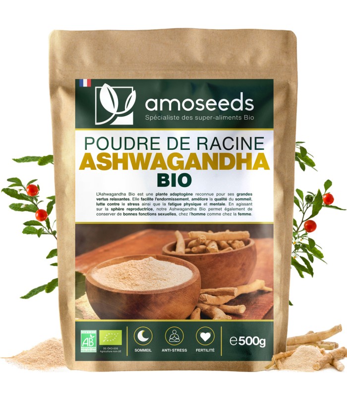 Poudre de racine d'Ashwagandha Bio 500g