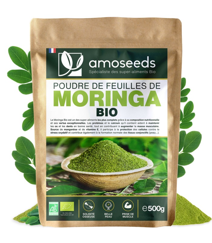 Poudre de feuilles de Moringa Bio 500g