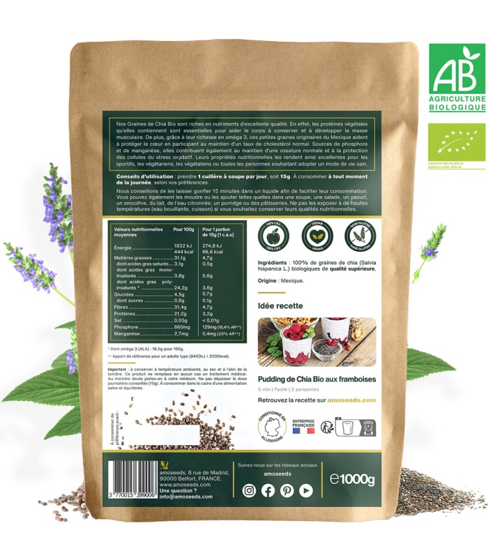 Graines de Chia Bio Amoseeds - 1Kg