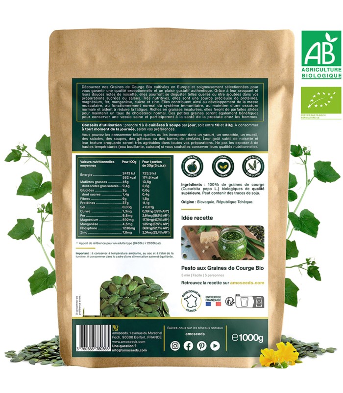 Graines de Courges Bio Amoseeds - 1Kg