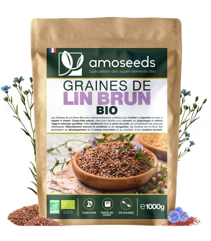 Graines de Lin Brun Bio 1Kg Qualité Supérieure