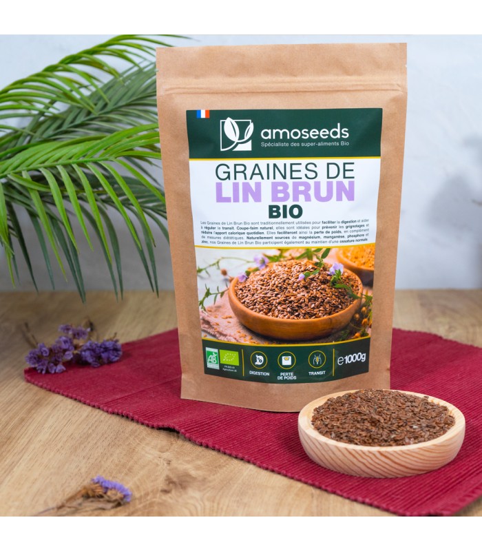 Graines de Lin Brun Bio Amoseeds - 1Kg