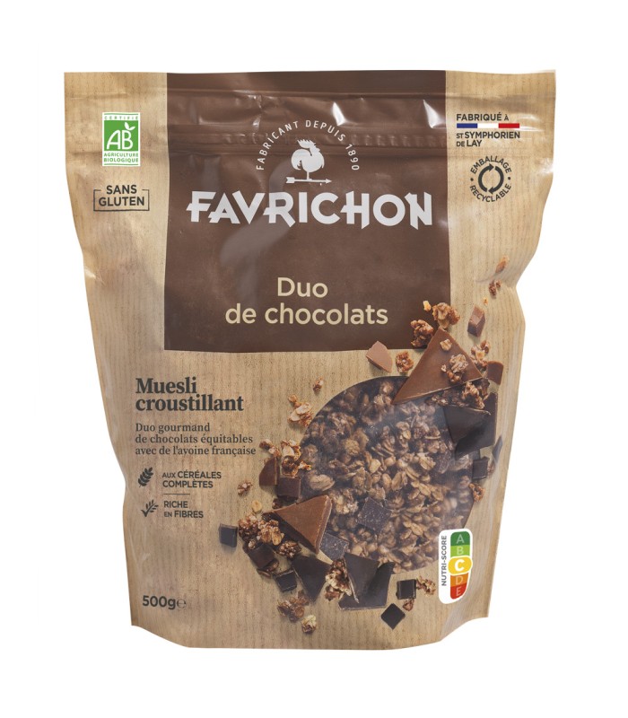Muesli croustillant duo de chocolats 500g. Favrichon