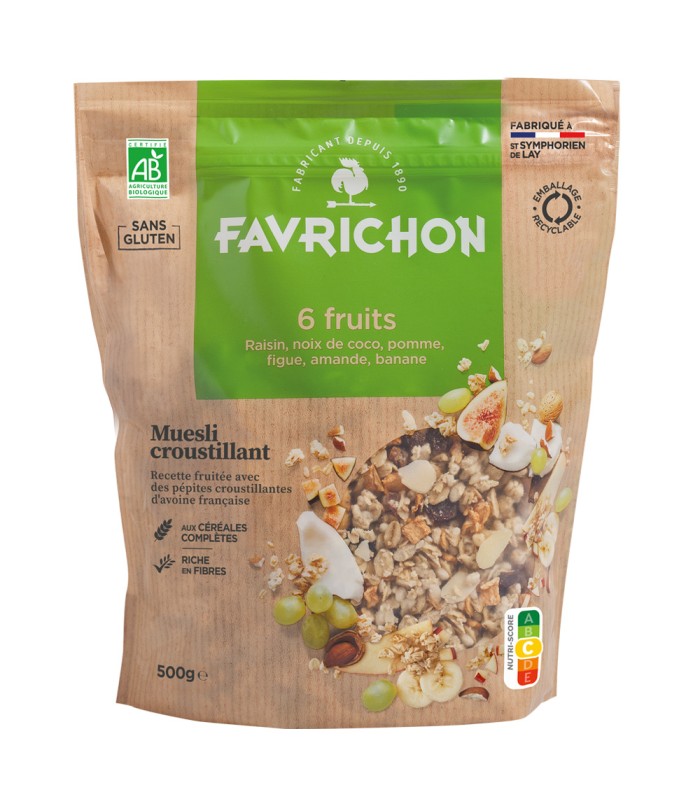 Muesli croustillant pomme cannelle 500 grammes Favrichon