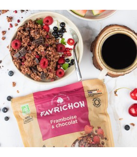 Muesli Croustillant Framboise-Chocolat Bio Favrichon - 500g