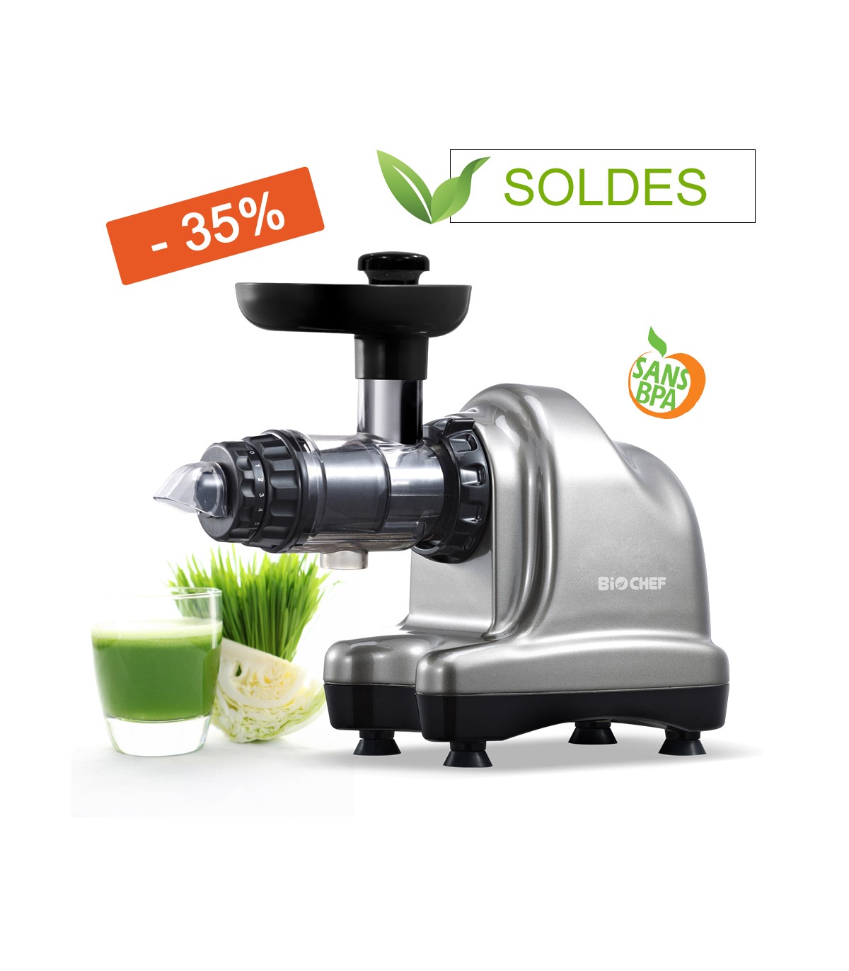 Extracteur de jus BioChef Axis Cold Press Argent