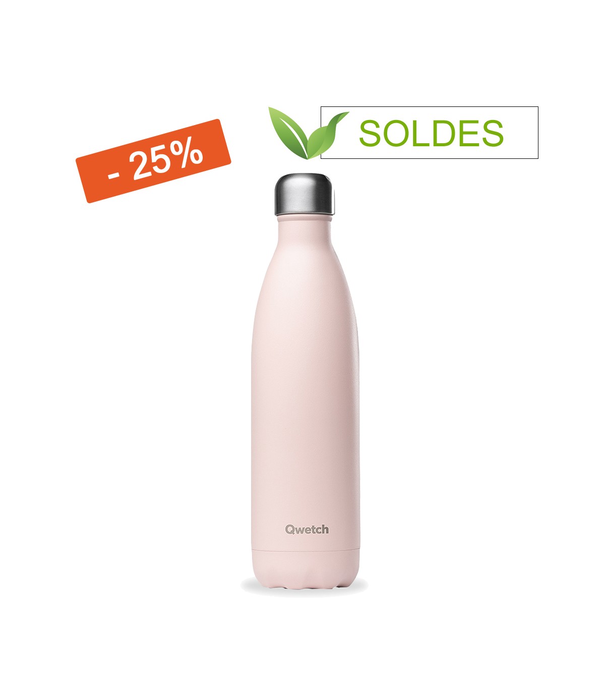 Bouteille isotherme Qwetch - Rose poudré - 750 ml