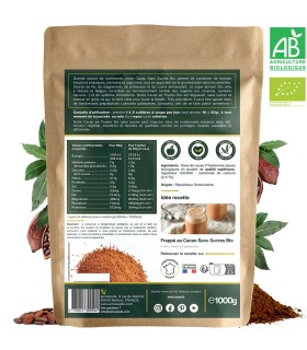 Cacao sans sucre Bio en poudre Amoseeds - 1kg