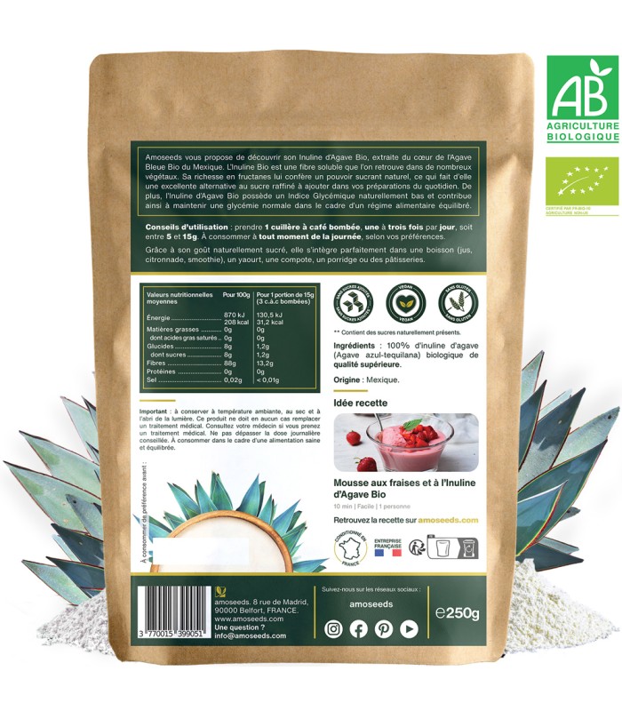 Inuline d'Agave Bio Amoseeds - 250g