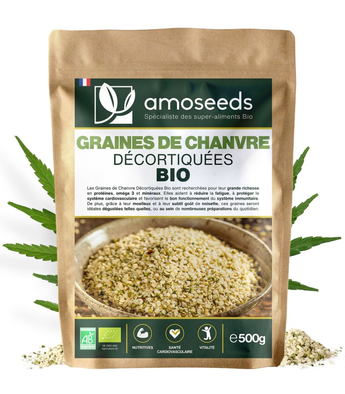 Graines de Chanvre Décortiquées Bio Amoseeds - 500g