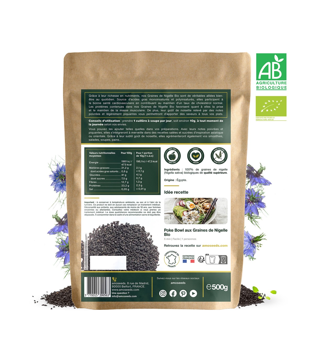 Graines de Nigelle Bio Amoseeds - 500g