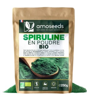 Spiruline en poudre Bio 250 grammes Amoseeds