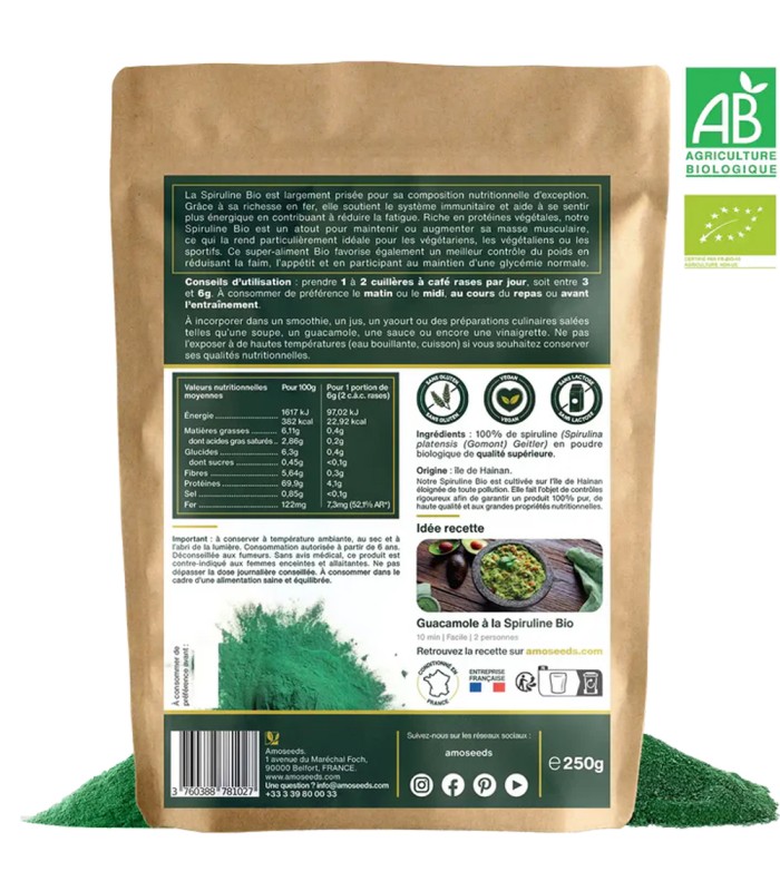 Spiruline Bio en poudre Amoseeds - 250g