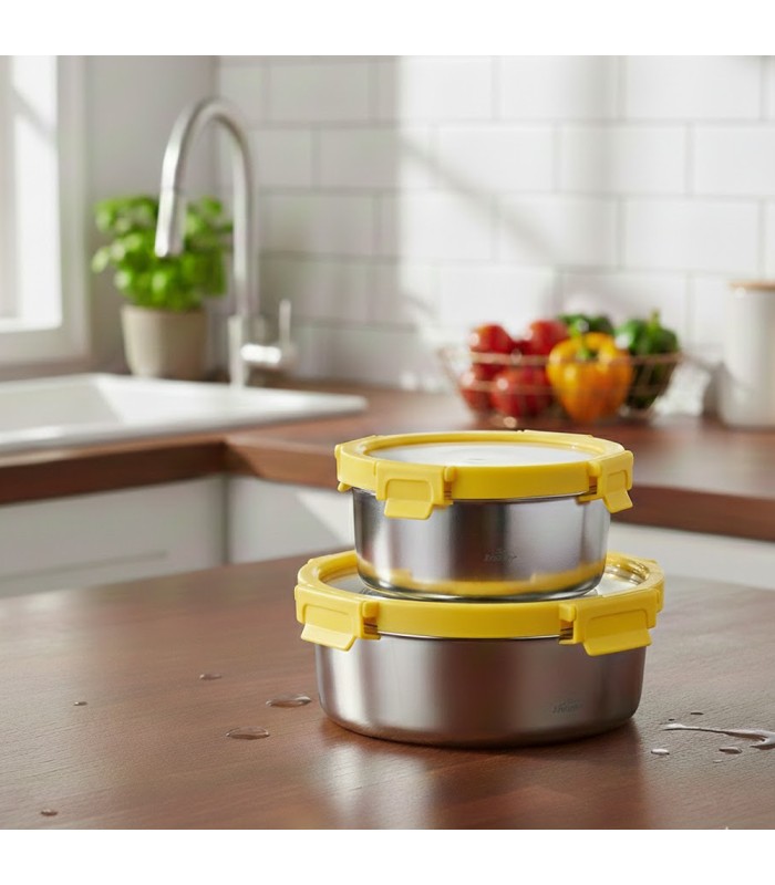 Lot de 2 boîtes de conservation alimentaire en inox - Etern