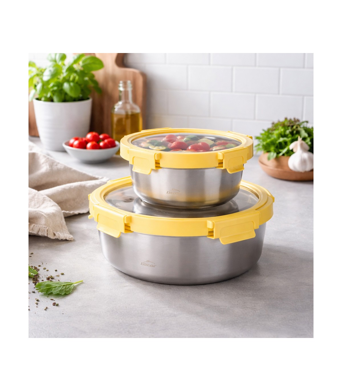 Lot de 2 boîtes de conservation alimentaire en inox - Etern