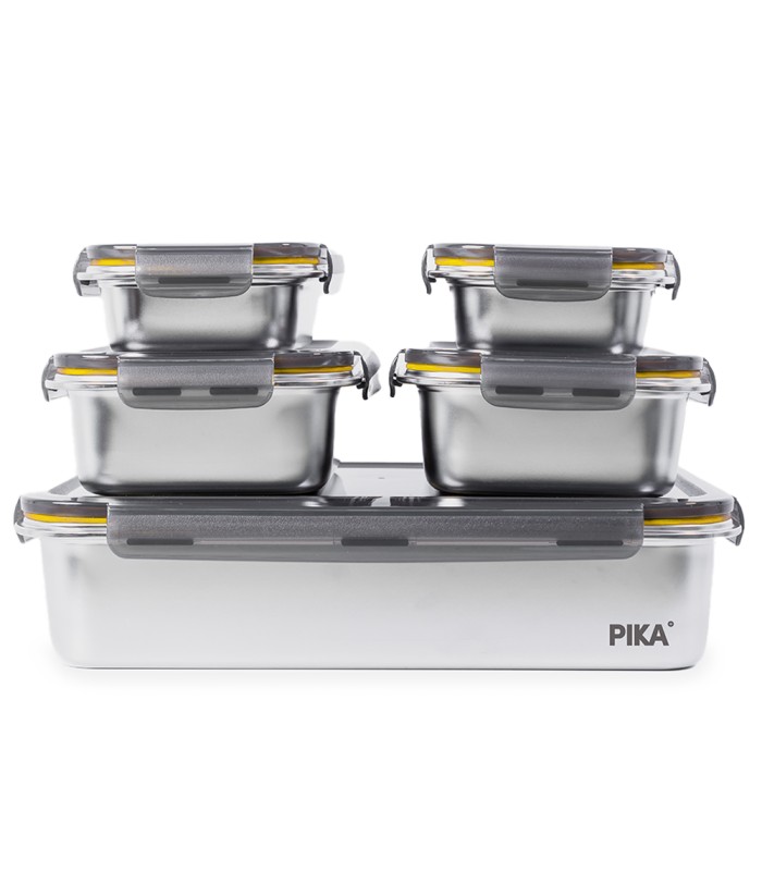 Lot de 5 boîtes alimentaires en inox batch cooking PIKA