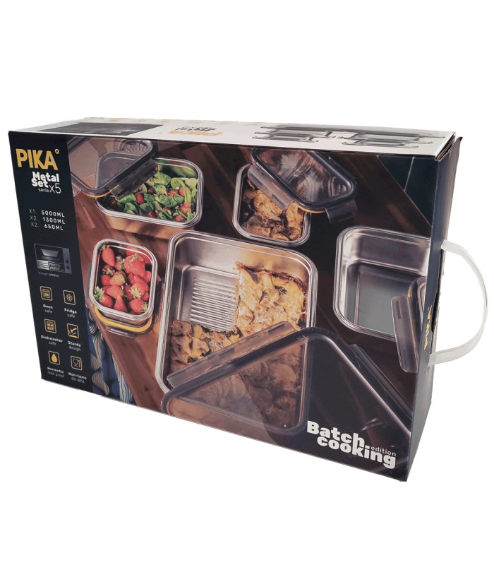 Lot de 5 boîtes inox - Batch cooking - PIKA