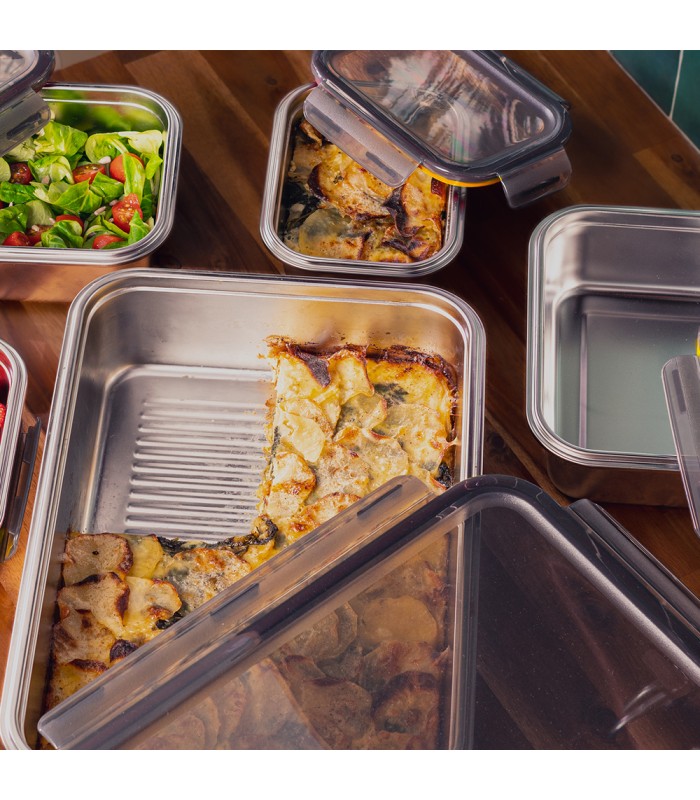 Lot de 5 boîtes inox - Batch cooking - PIKA
