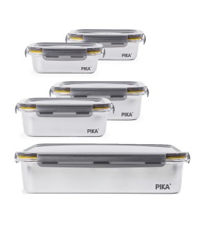 Lot de 5 boîtes inox - Batch cooking - PIKA