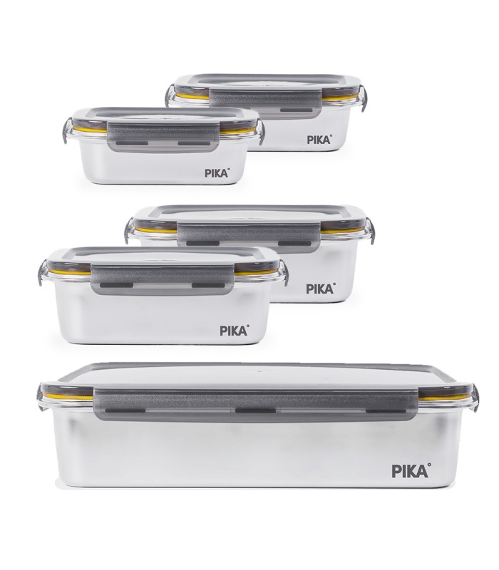 Lot de 5 boîtes inox - Batch cooking - PIKA