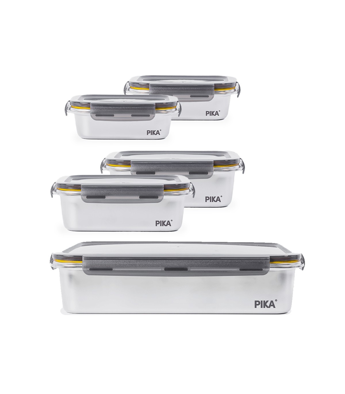 Lot de 5 boîtes inox - Batch cooking - PIKA