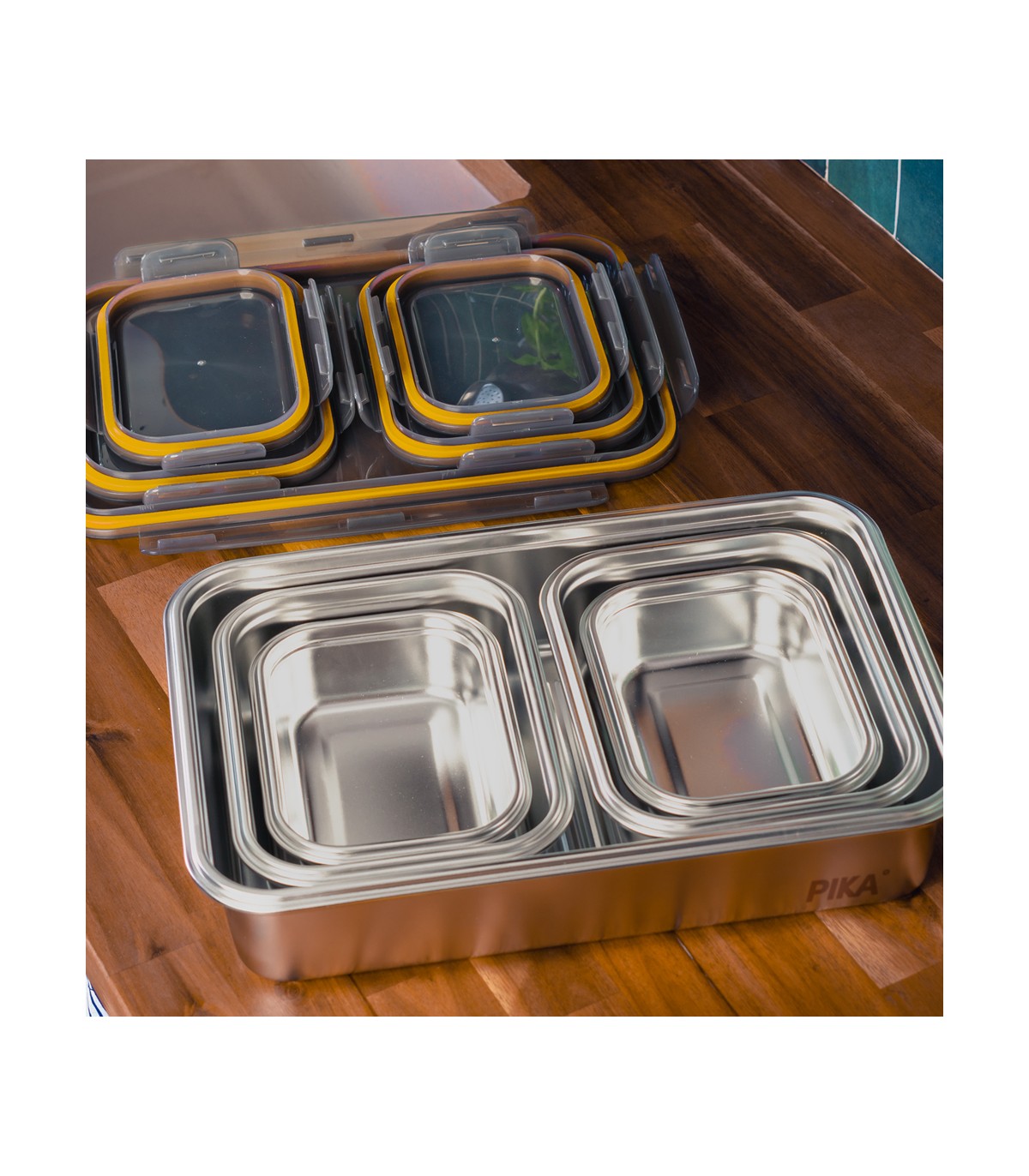 Lot de 5 boîtes inox - Batch cooking - PIKA