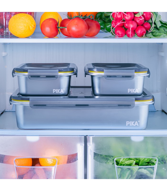 Lot de 5 boîtes inox - Batch cooking - PIKA