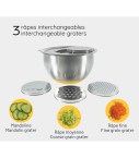 Lot de 3 bols inox + 3 couvercles + 3 râpes - PIKA