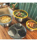 Lot de 3 bols inox + 3 couvercles + 3 râpes - PIKA