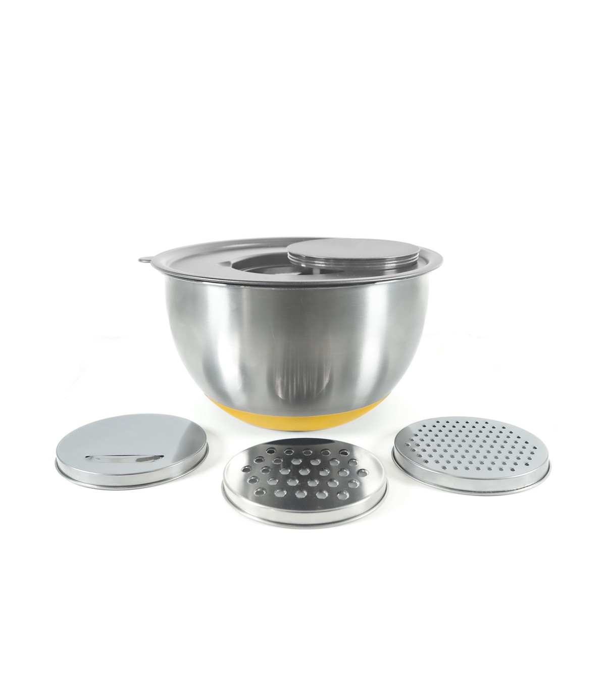 Lot de 3 bols inox + 3 couvercles + 3 râpes - PIKA