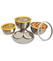 Lot de 3 bols inox + 3 couvercles + 3 râpes - PIKA