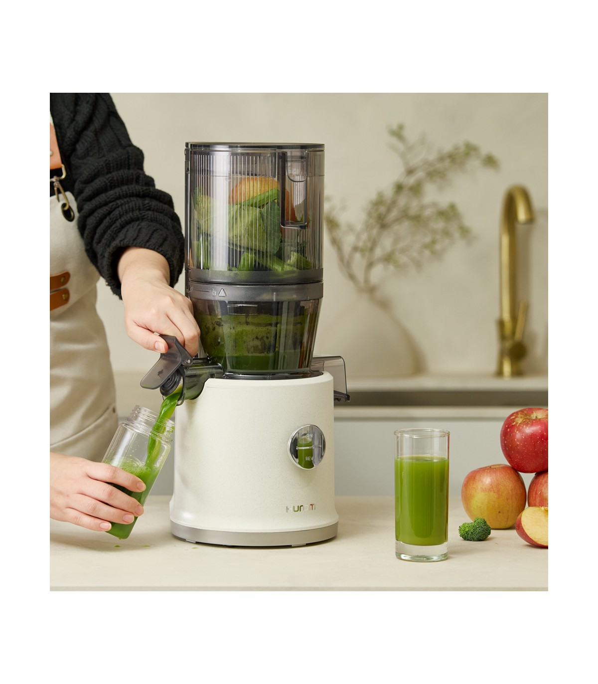 Extracteur de jus vertical Hurom H80-ST - Blanc marbré