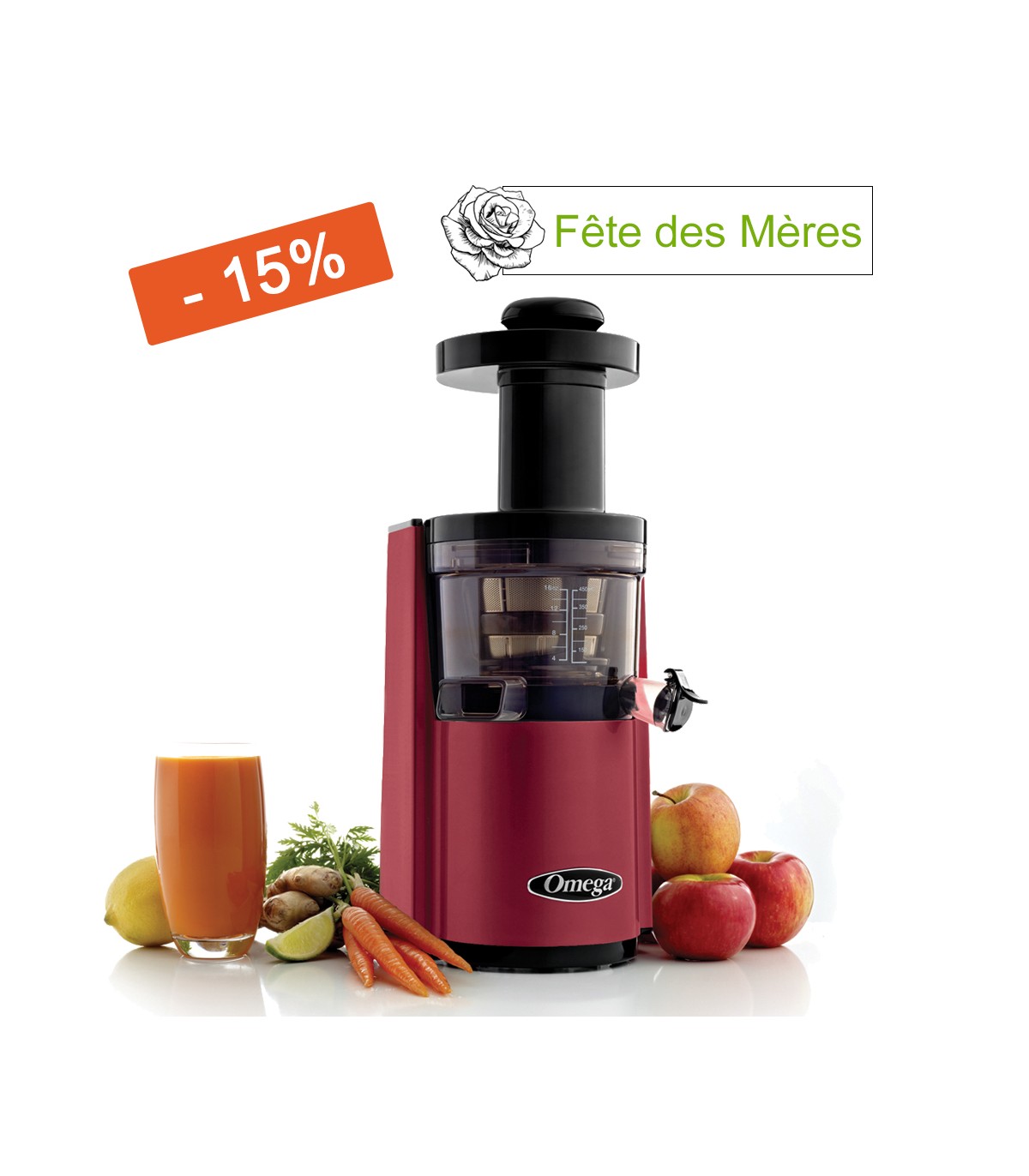 Extracteur de jus Omega VSJ843 - Rouge