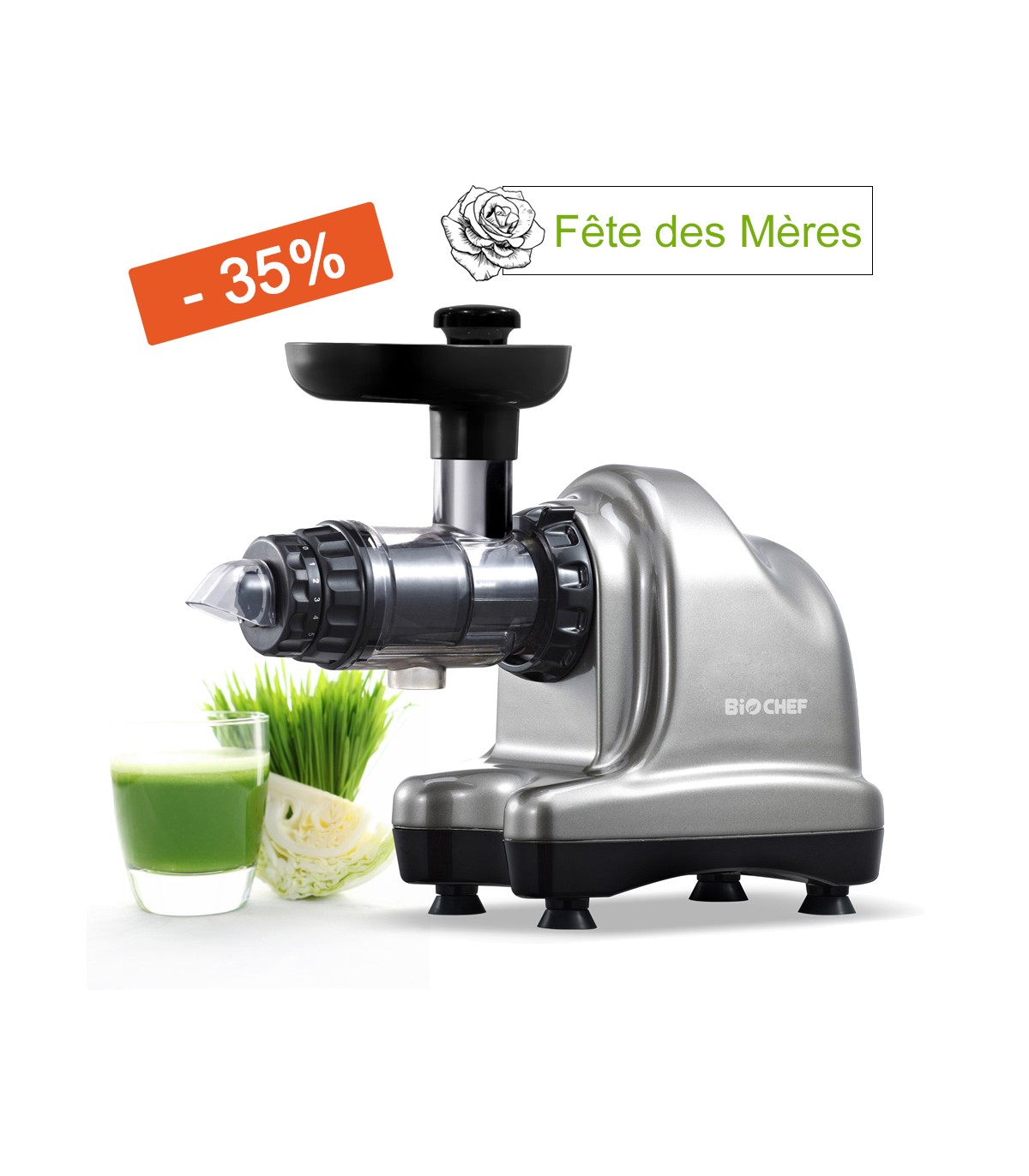 Extracteur de jus BioChef Axis Cold Press Argent