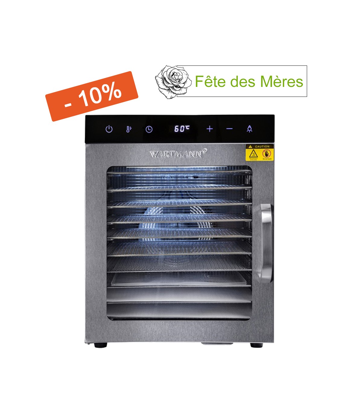 Déshydrateur alimentaire inox 10 plateaux Wartmann WM-2110