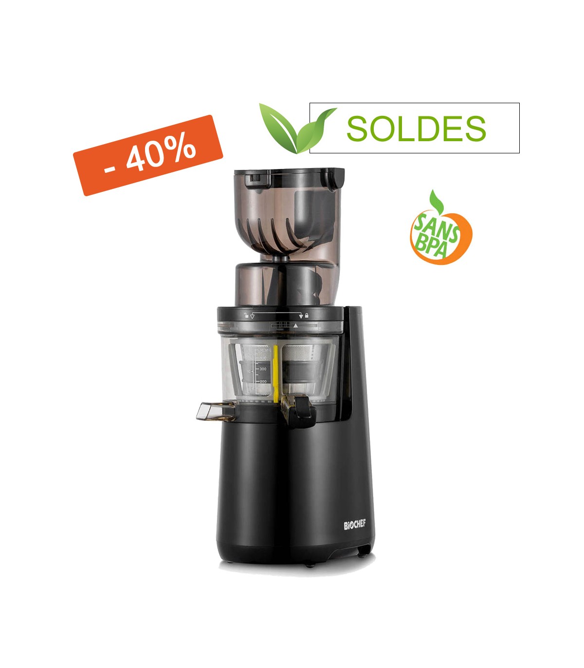 Extracteur de Jus BioChef Atlas Whole Slow Juicer - Noir