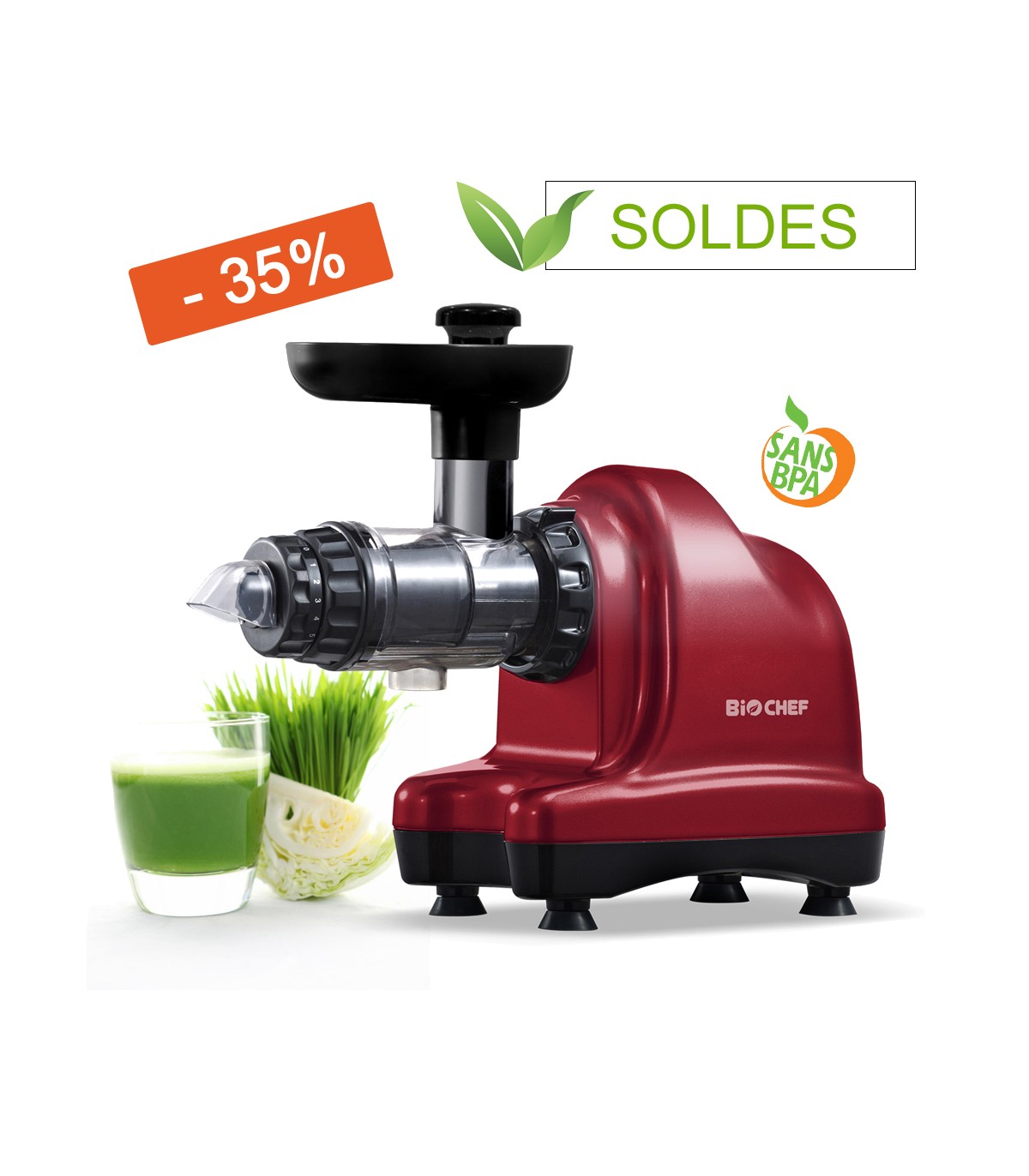 Extracteur de jus BioChef AXIS Cold Press Rouge