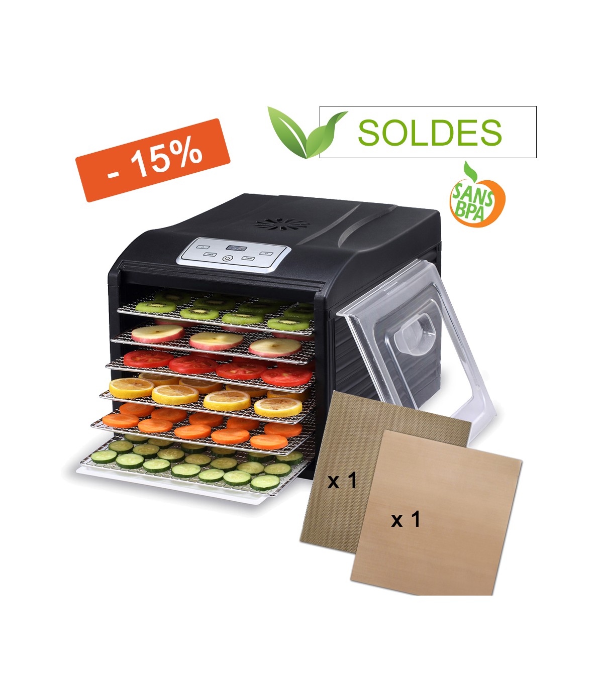 Déshydrateur BioChef Arizona SOL 6 plateaux - Noir