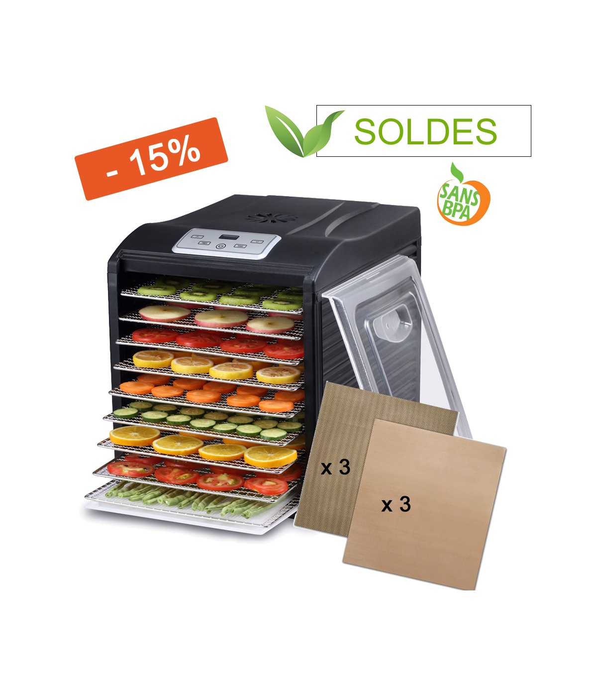 Déshydrateur BioChef Arizona SOL 9 plateaux - Noir